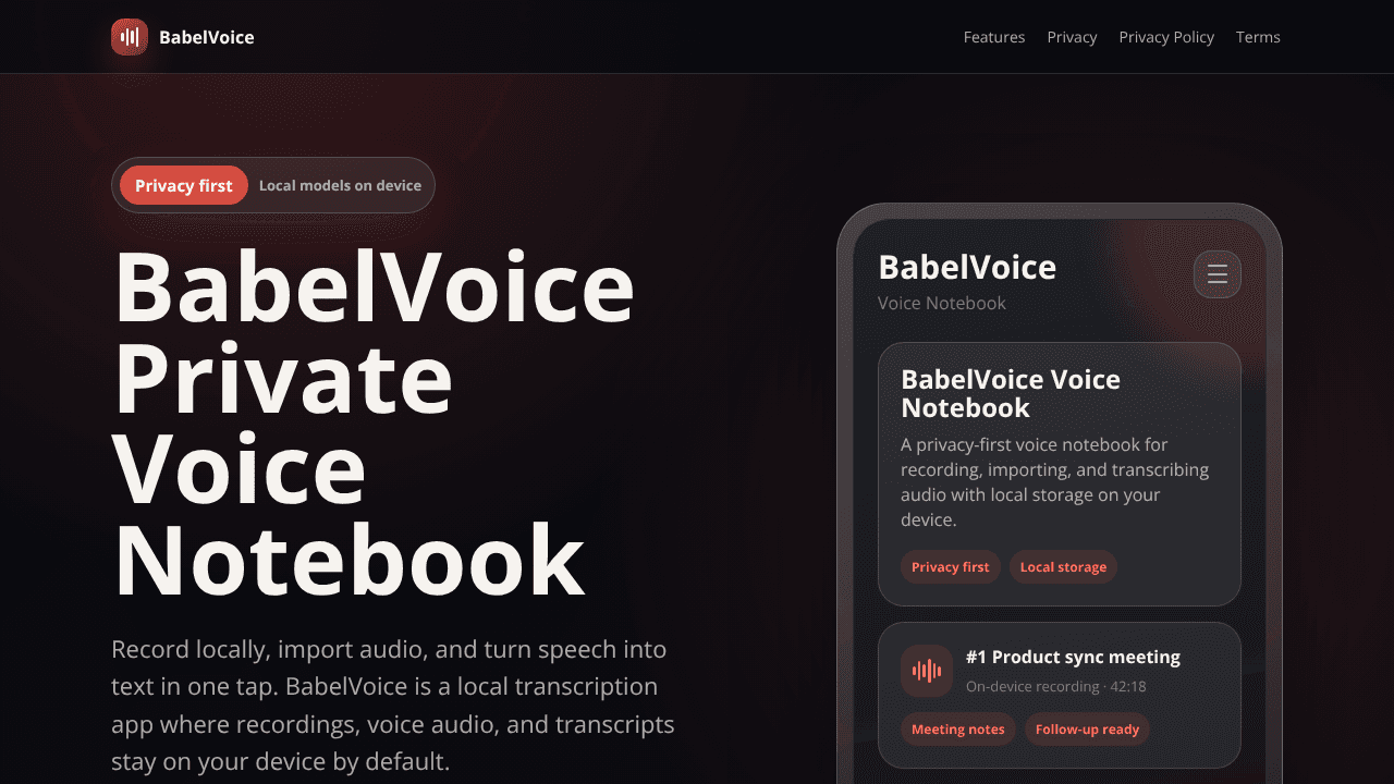 BabelVoice website screenshot