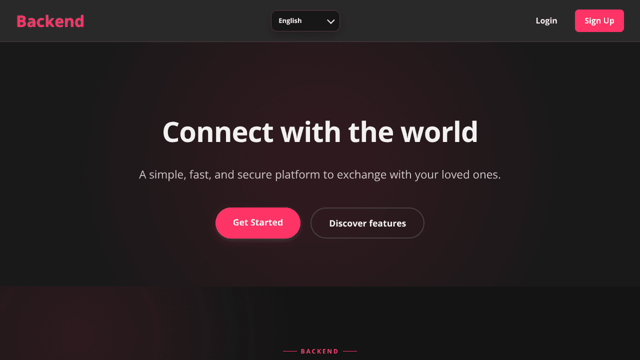 Backend Social website screenshot