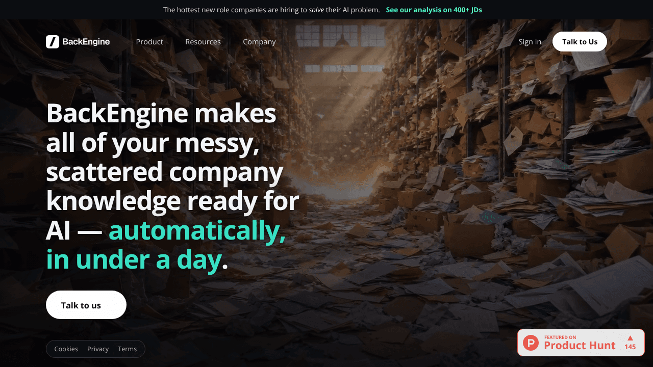BackEngine MCP website screenshot