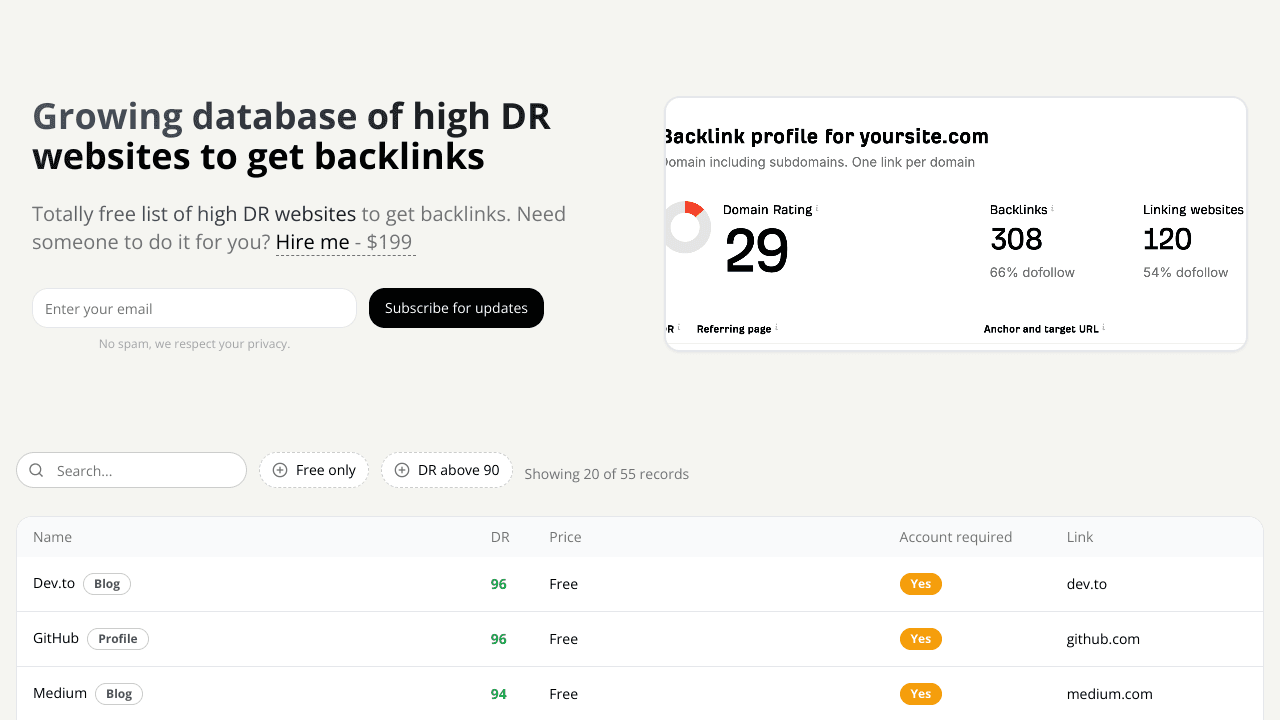 Backlinks DB - public backlinks database