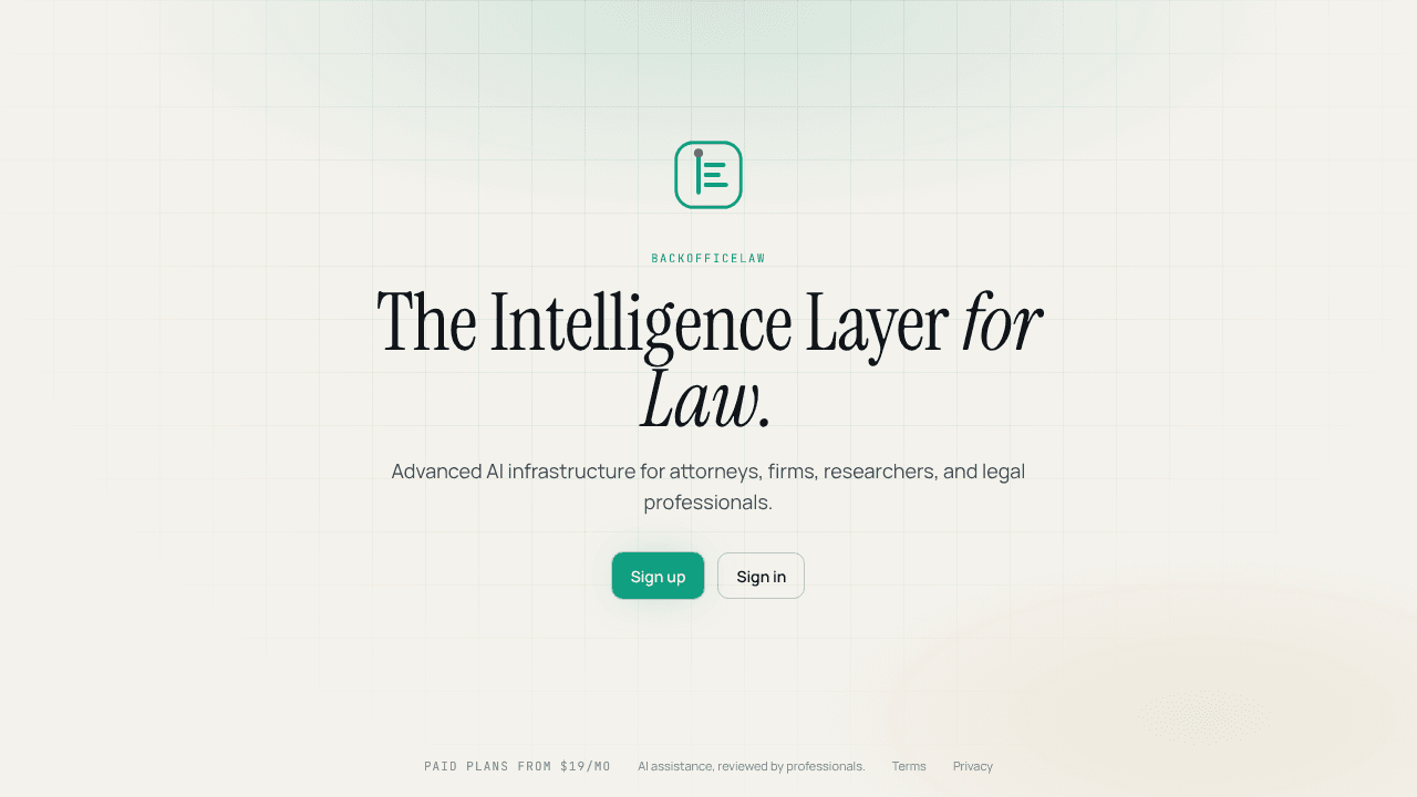 BackOfficeLaw website screenshot