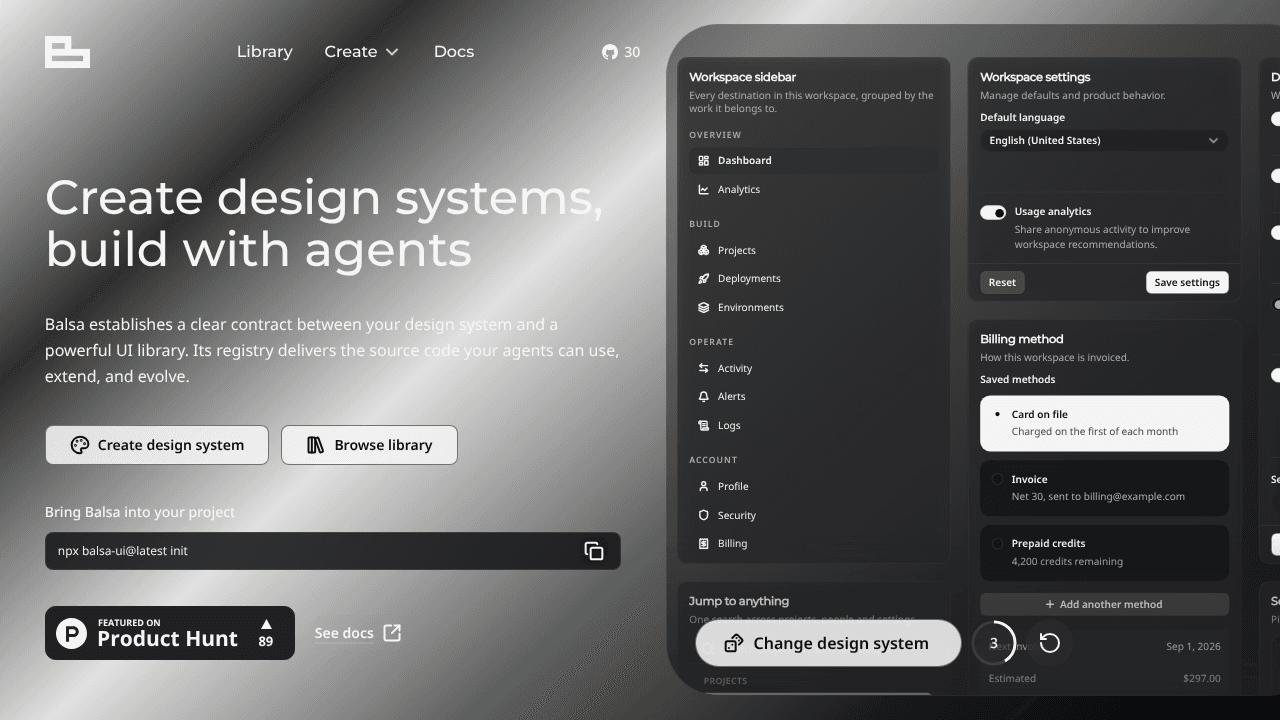 Balsa UI website screenshot