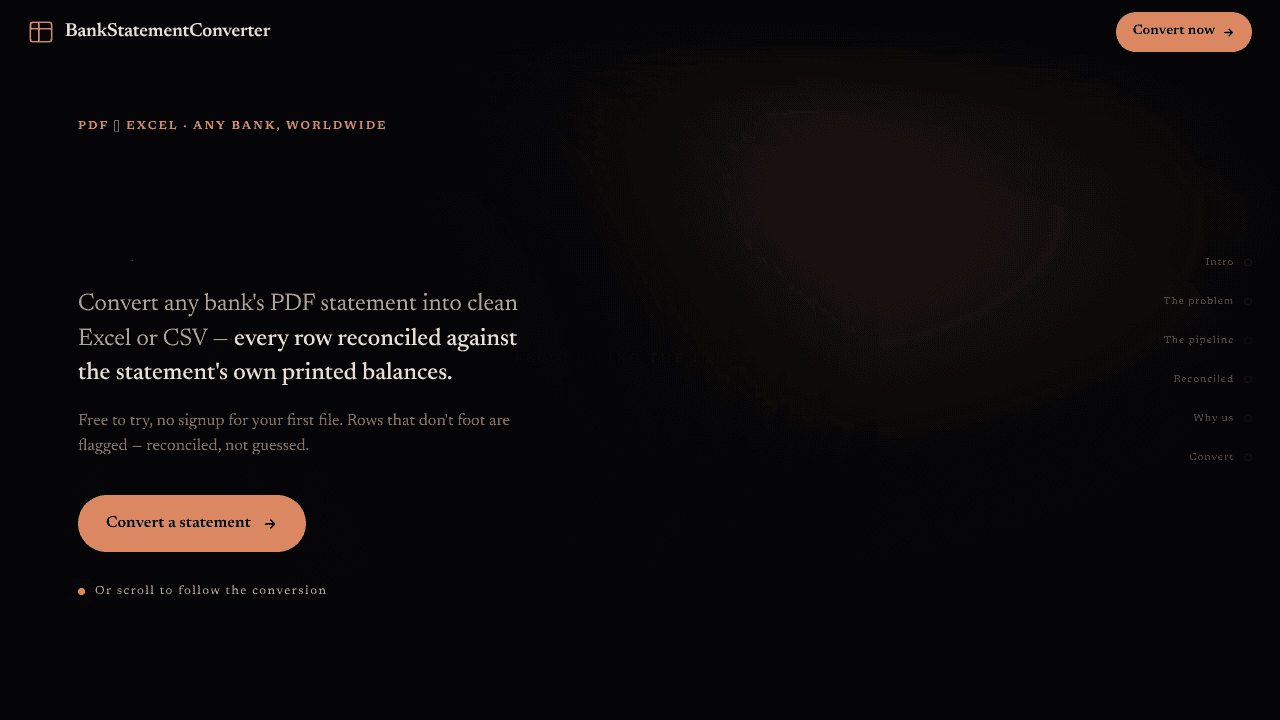 Bank Statement Converter website screenshot