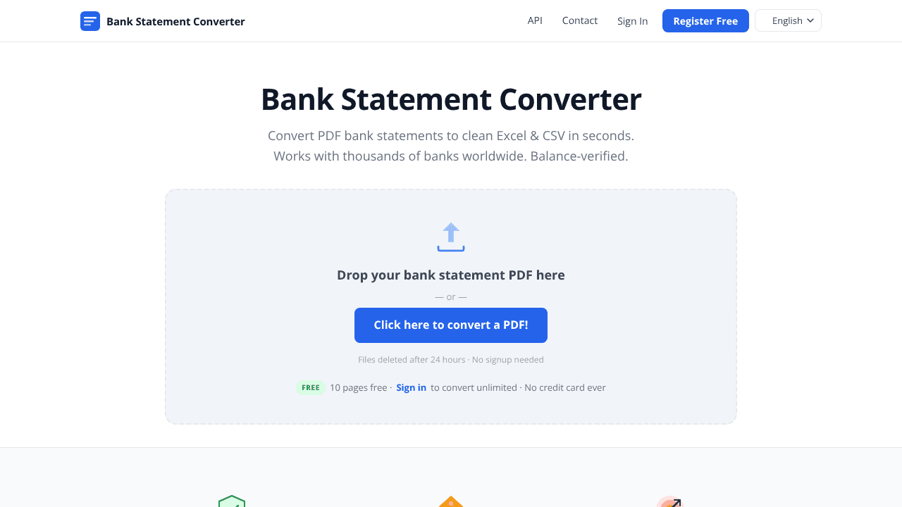Bank Statement Engine website screenshot
