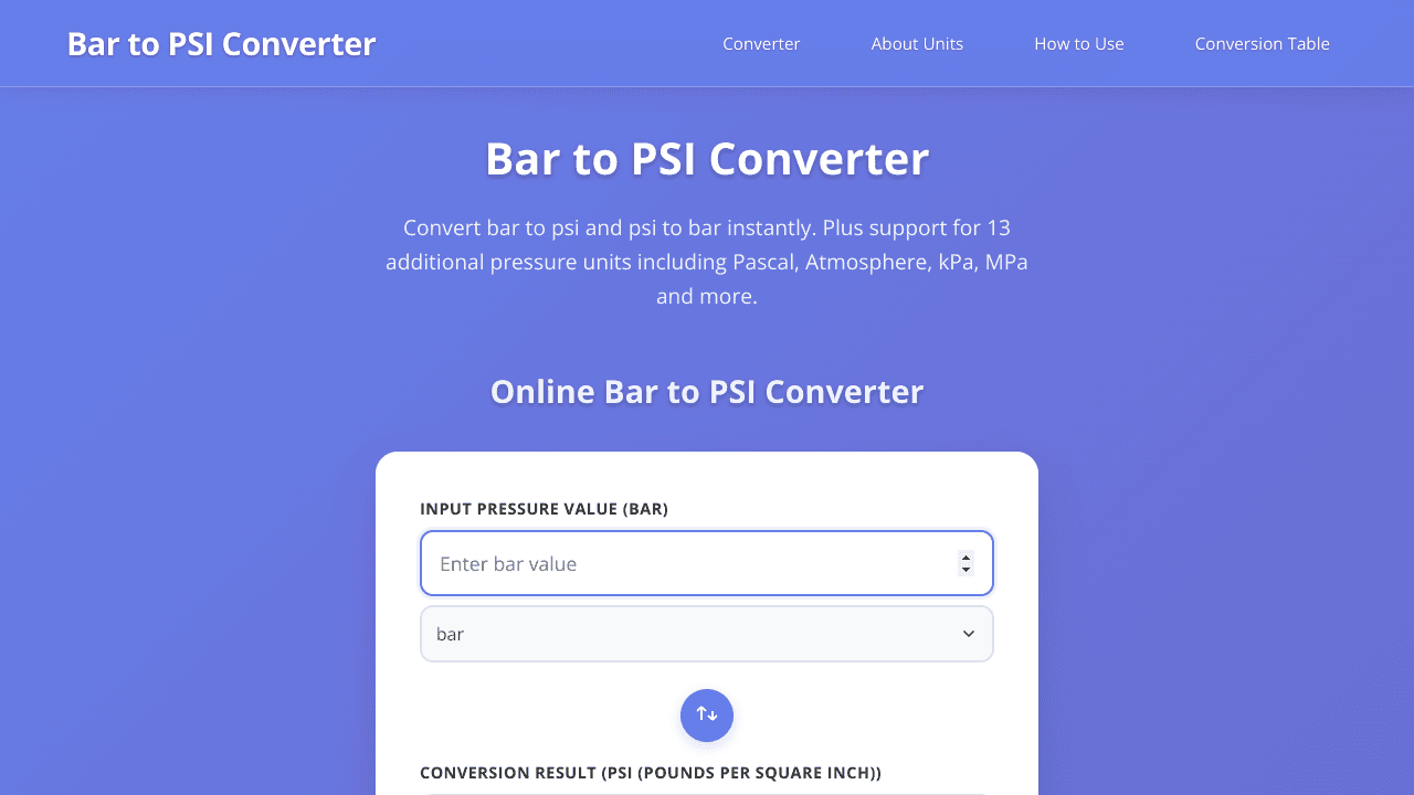 Bar to psi converter