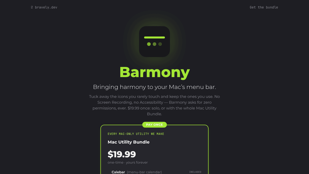 Barmony website screenshot