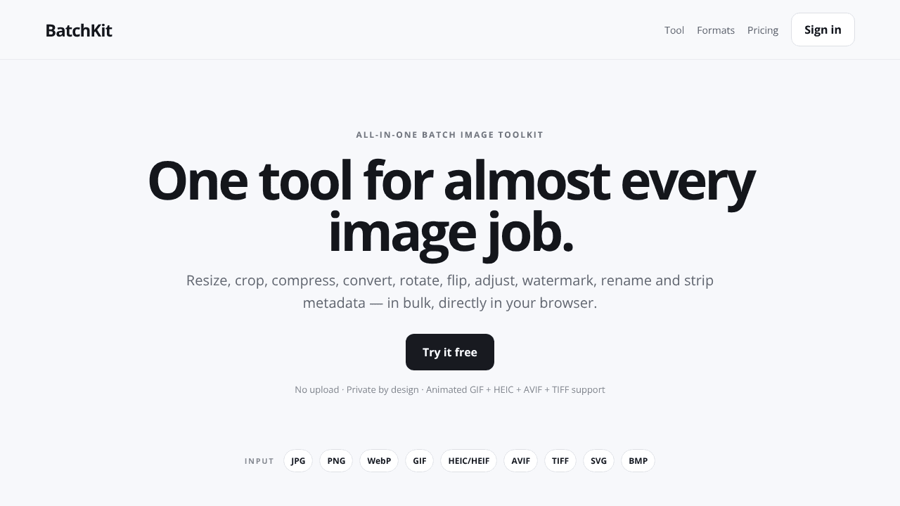 BatchKit — Batch Image Toolkit website screenshot
