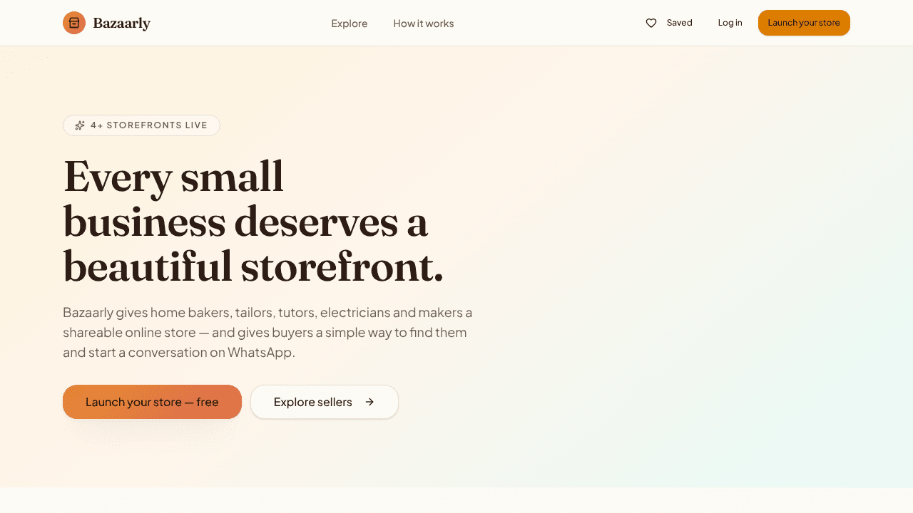 Bazaarly website screenshot