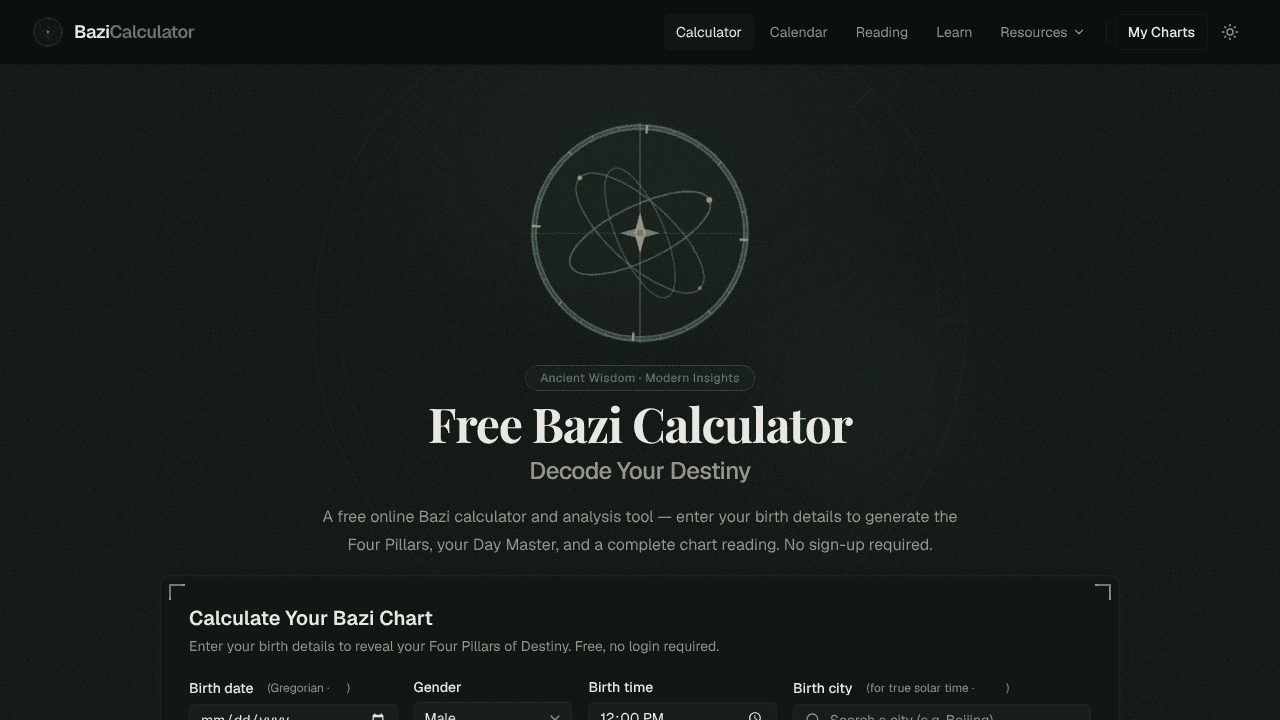 BaziCalculator.ai website screenshot