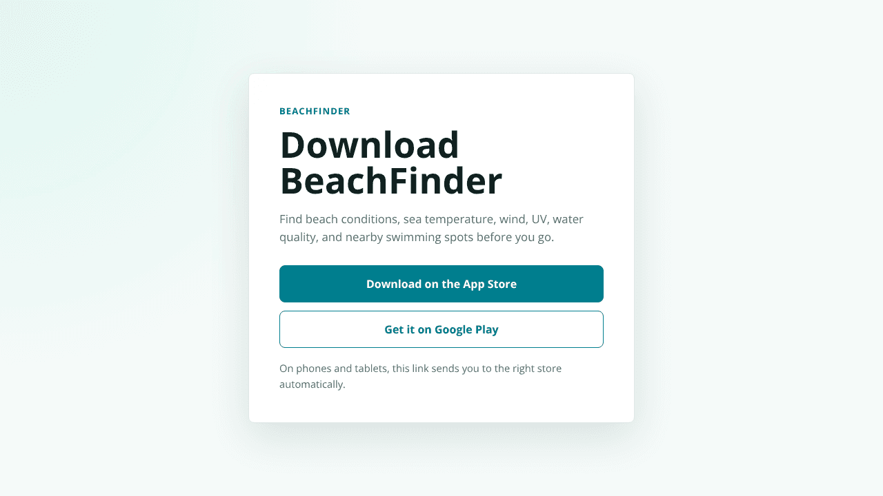 BeachFinder website screenshot