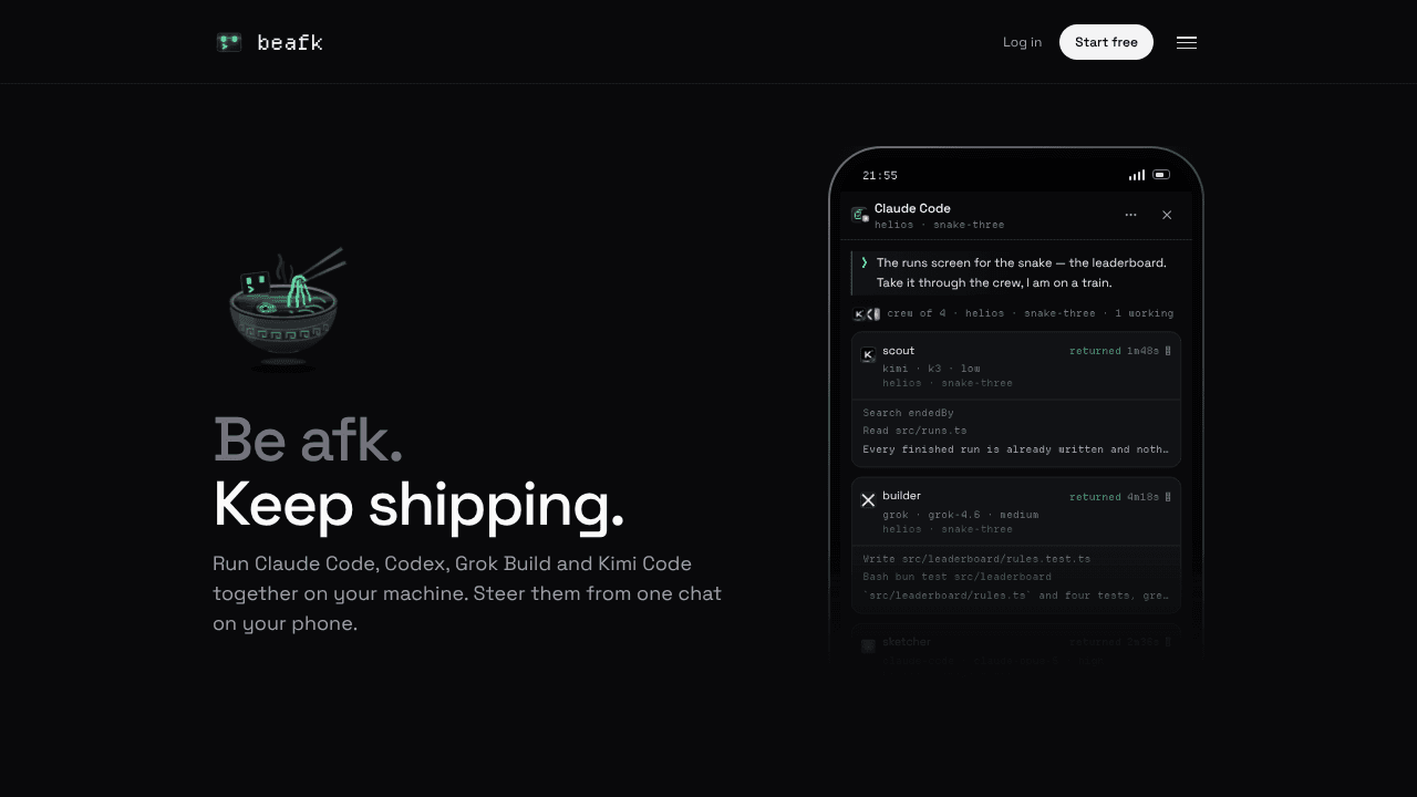 beafk website screenshot