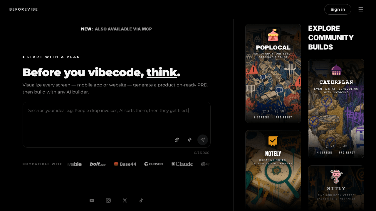 BEFOREVIBE website screenshot