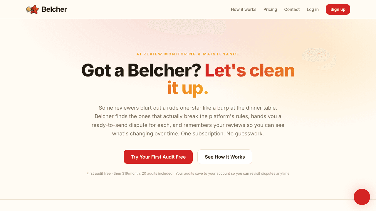 Belcher website screenshot