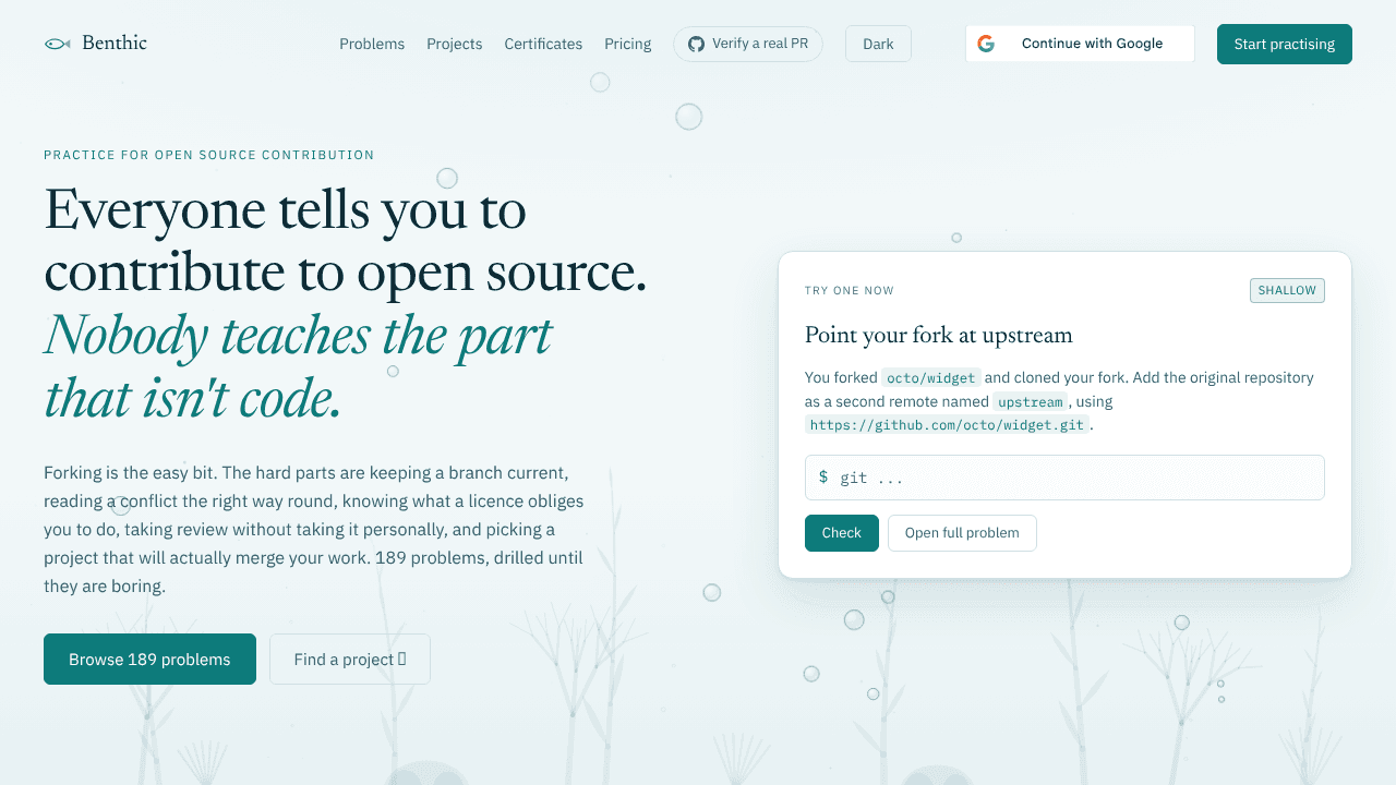Benthic website screenshot