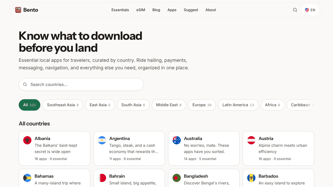 bento.travel website screenshot