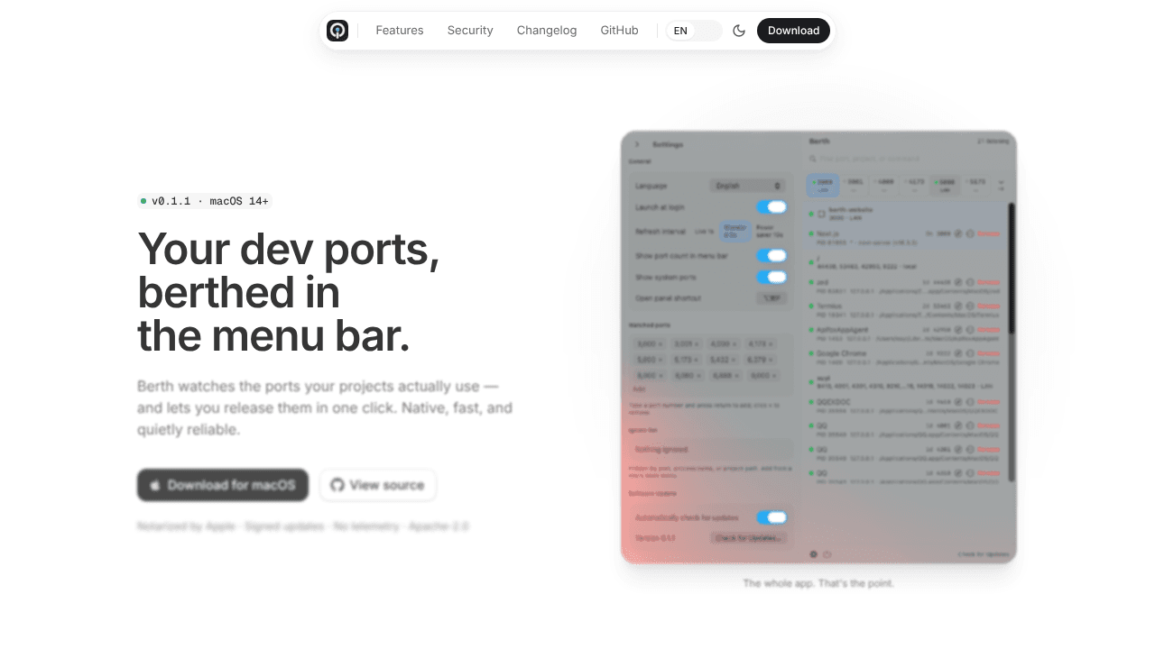 Berth website screenshot