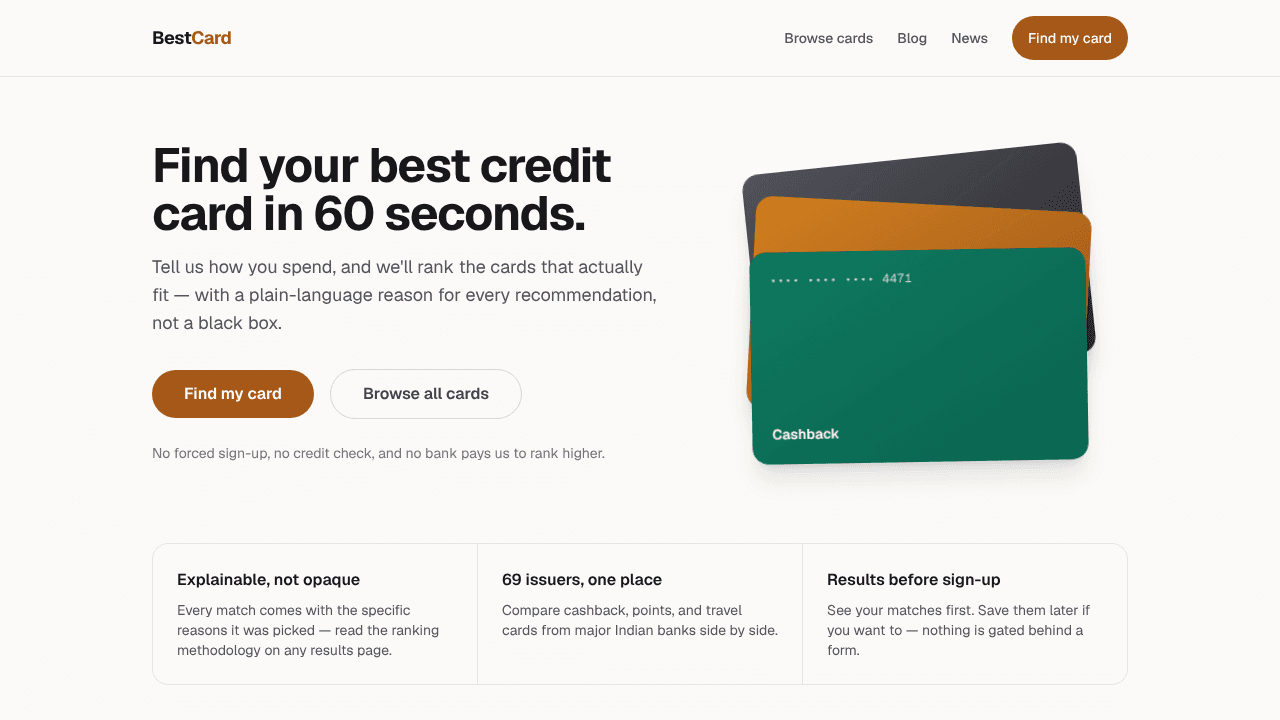 BestCard website screenshot