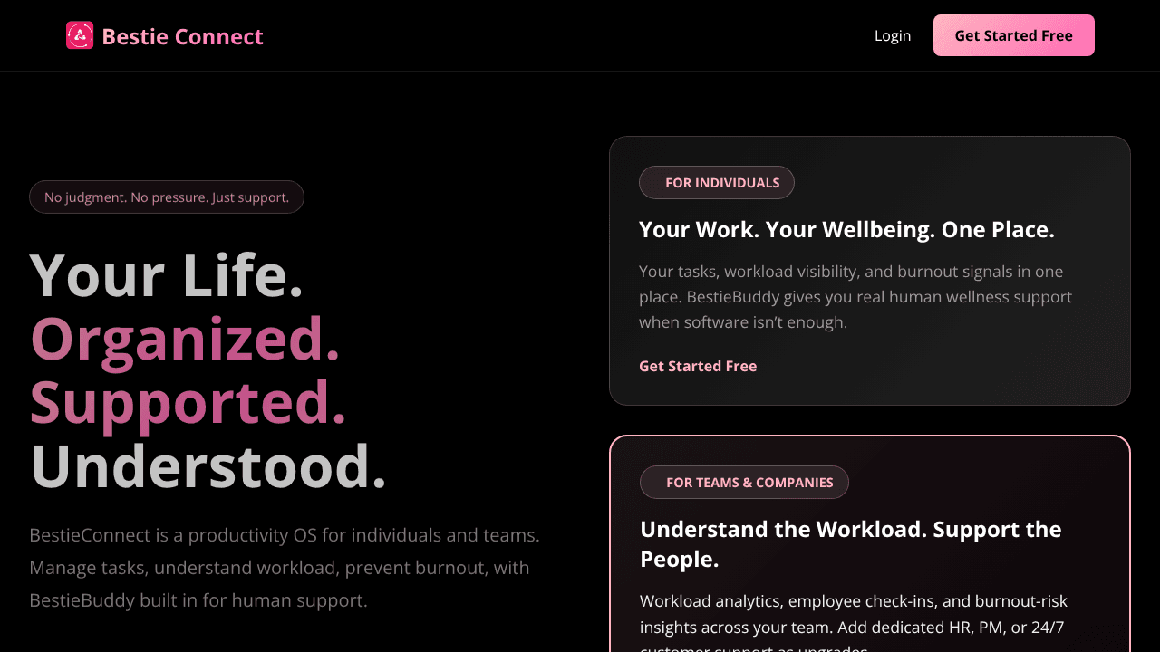 BestieConnect website screenshot