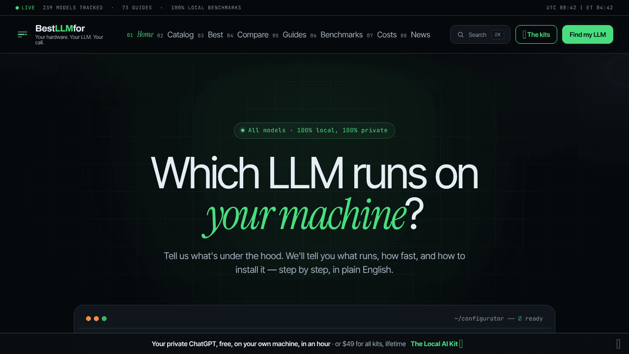 BestLLMfor website screenshot