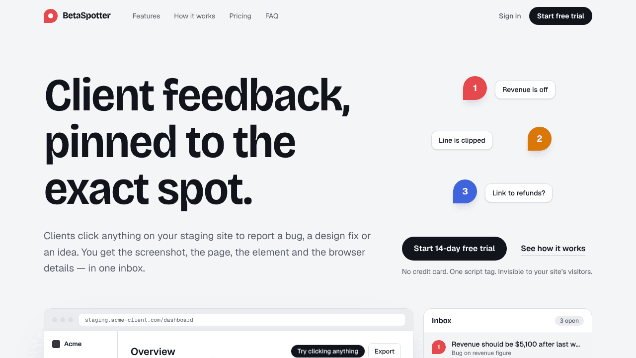 BetaSpotter website screenshot