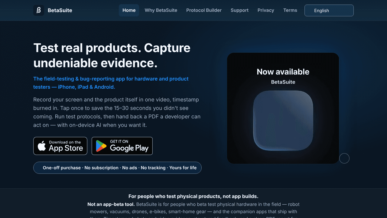 BetaSuite: Tester's Toolkit website screenshot