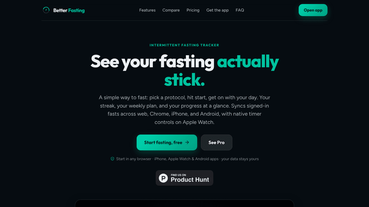 Better Fasting website screenshot