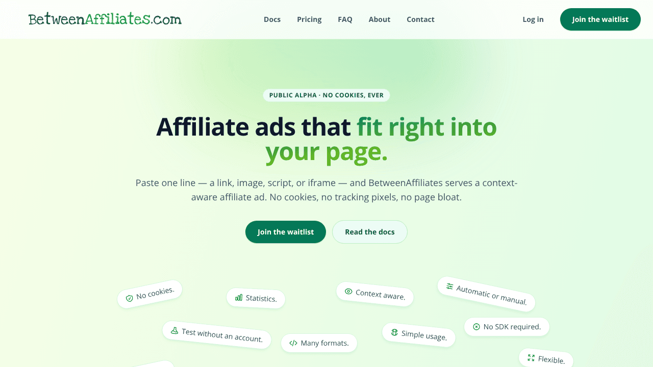 BetweenAffiliates.com website screenshot
