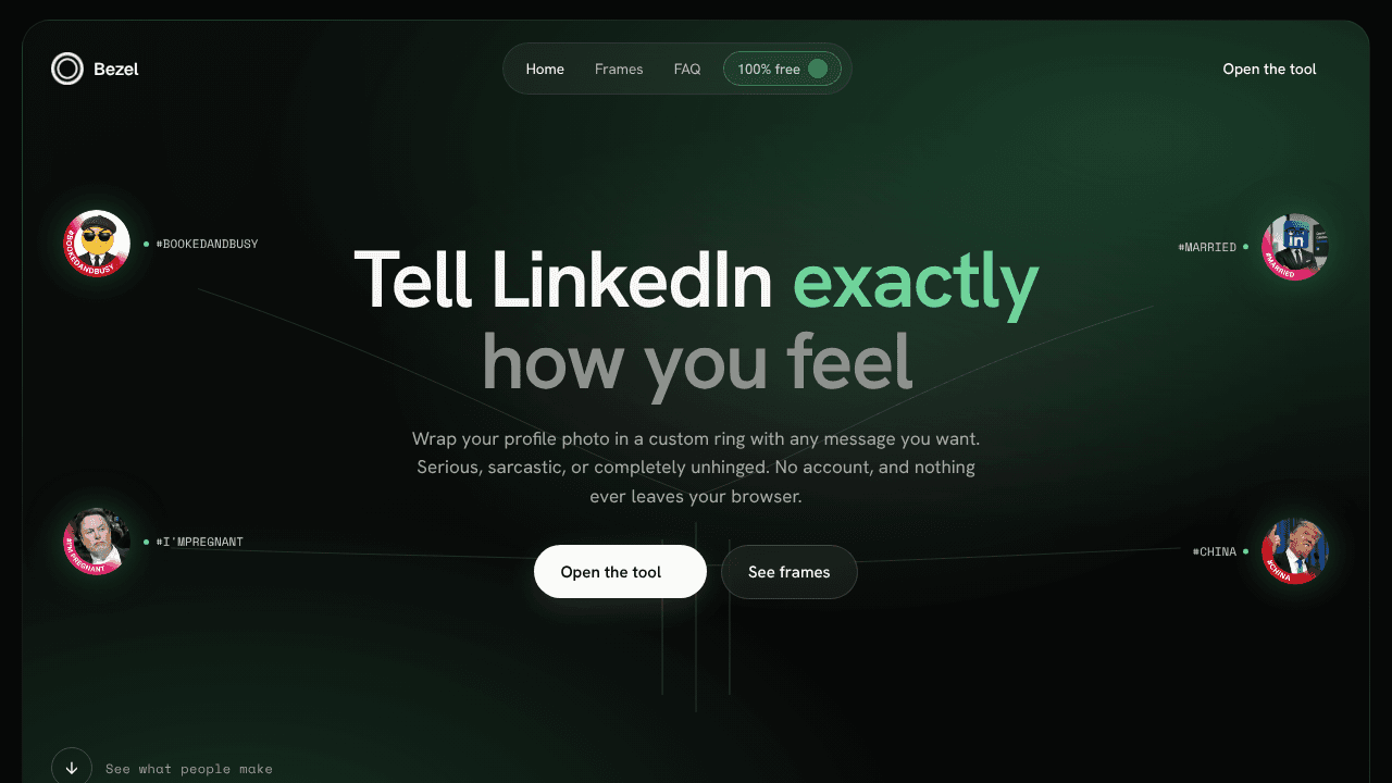 Bezel website screenshot