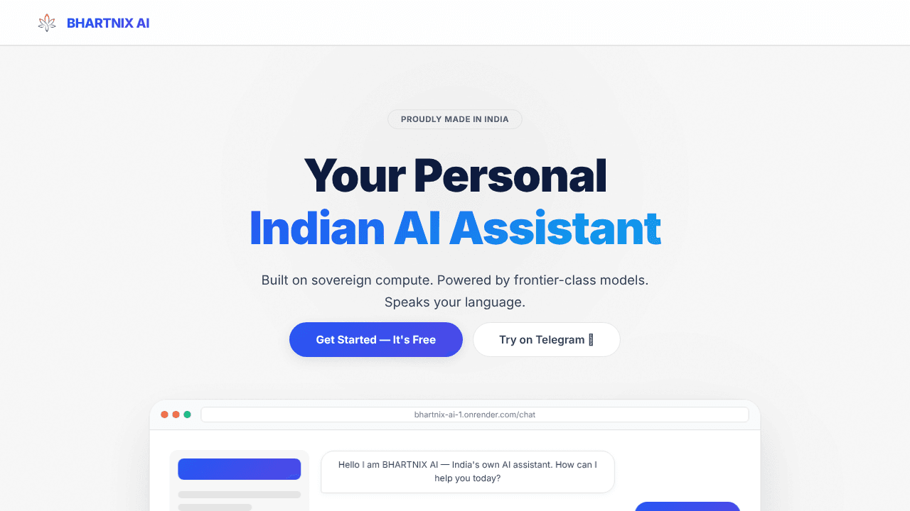 Bhartnix AI website screenshot