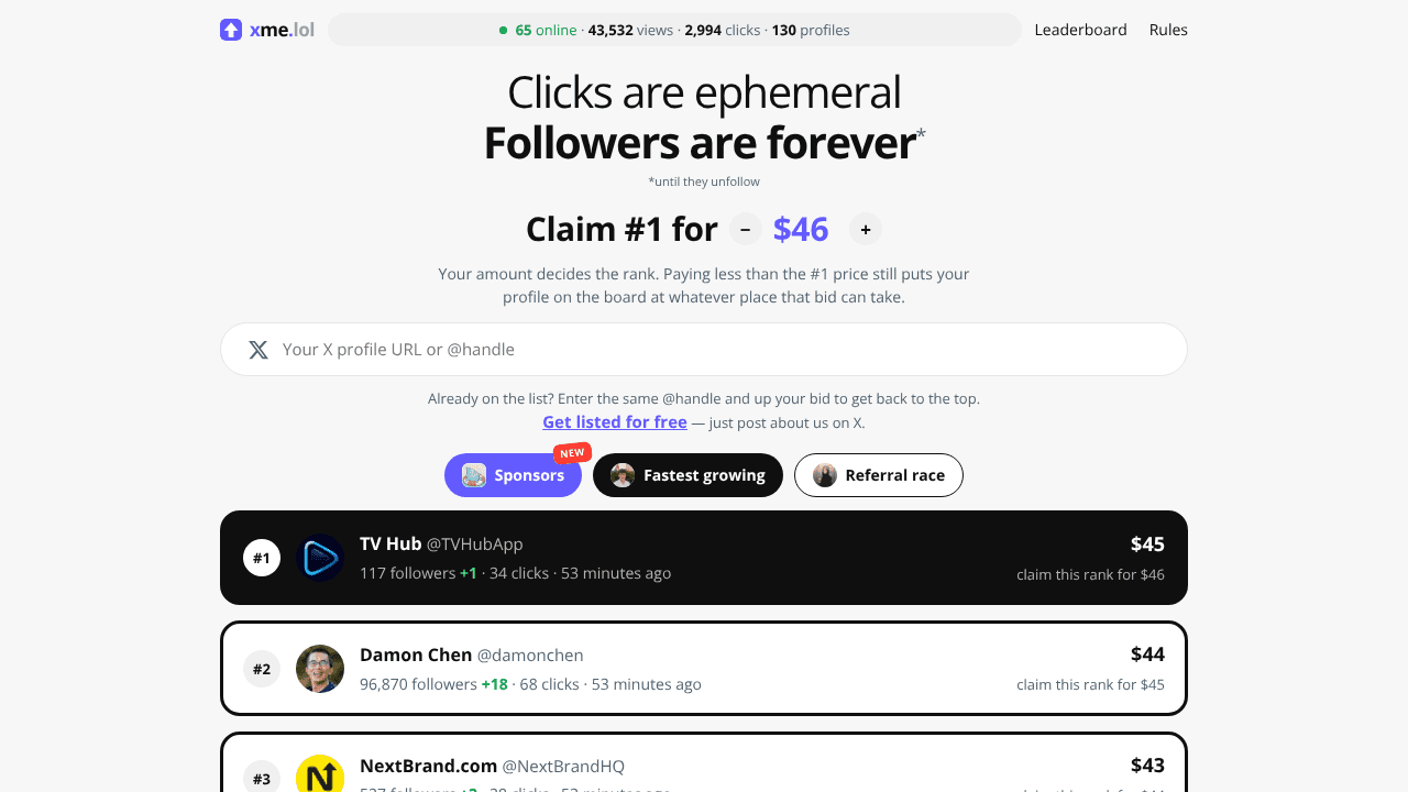 Bid your X profile up! website screenshot