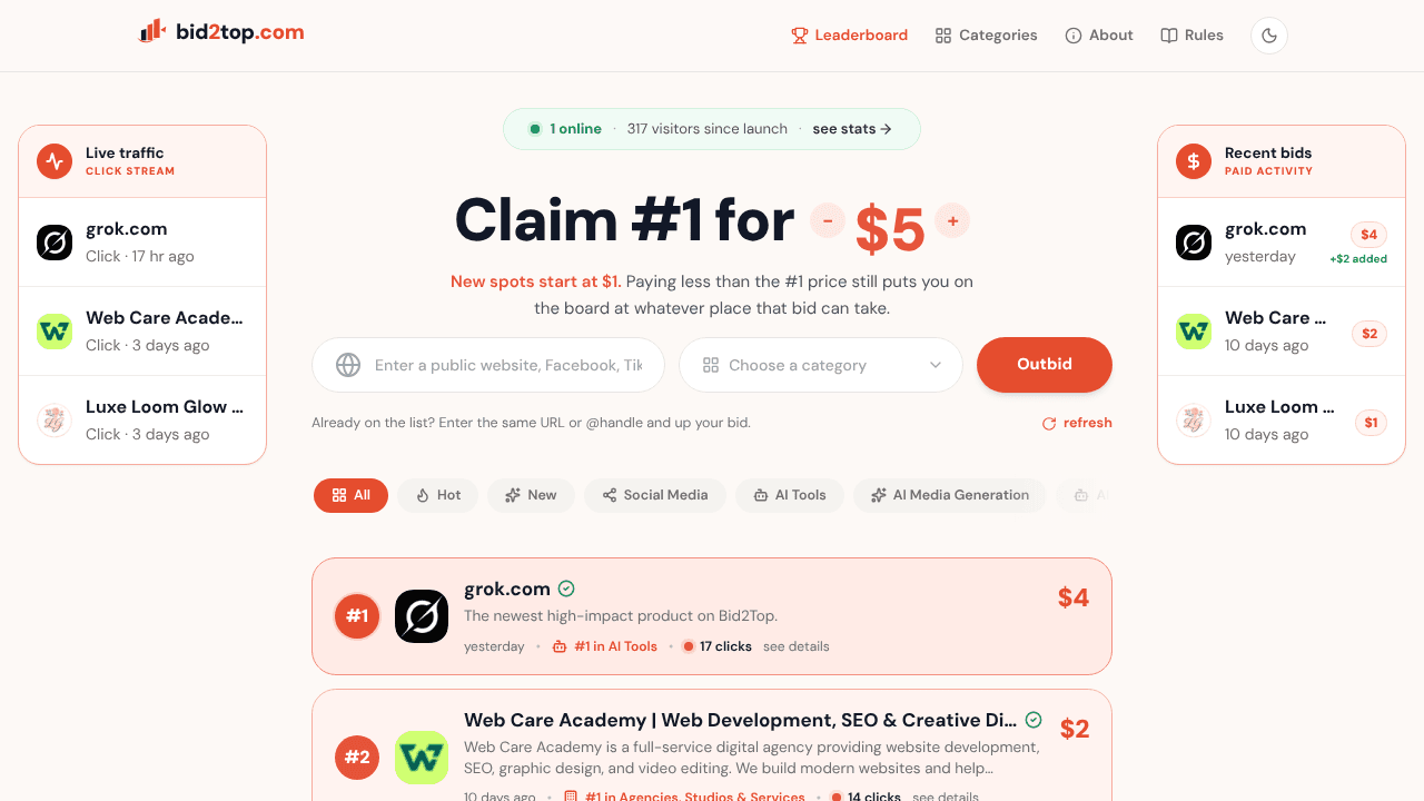 Bid2Top website screenshot