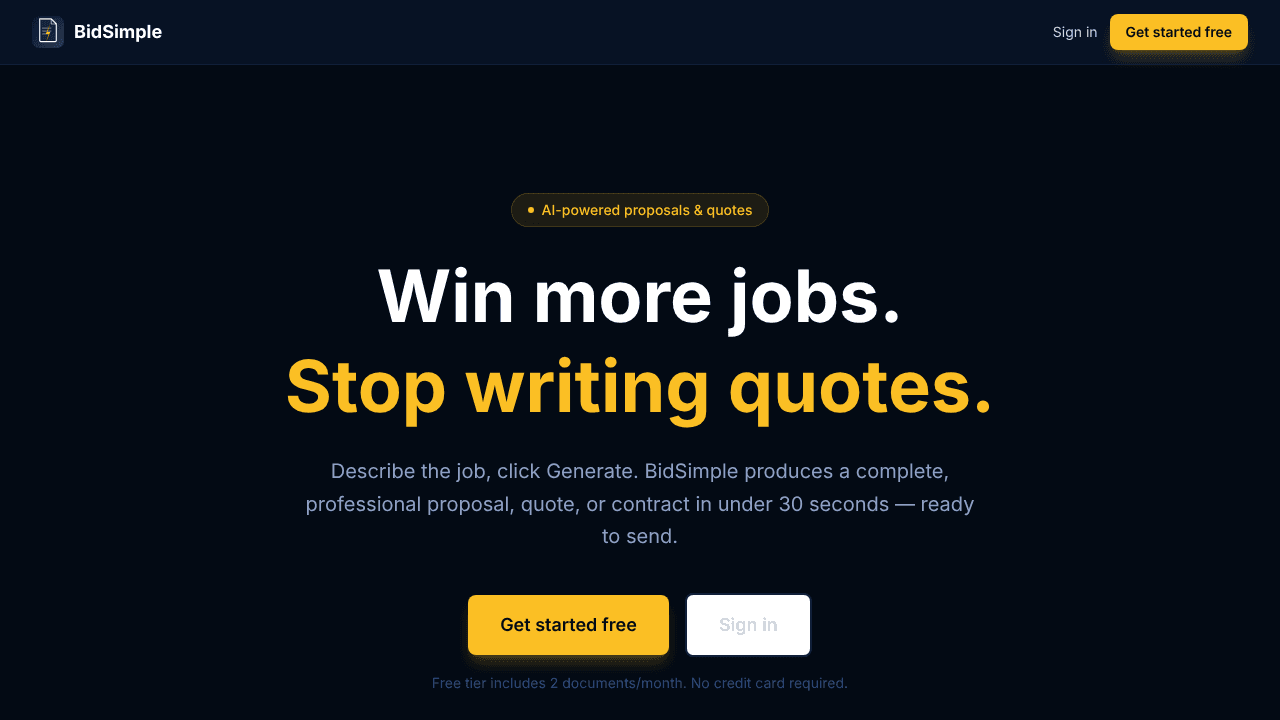 BidSimple website screenshot