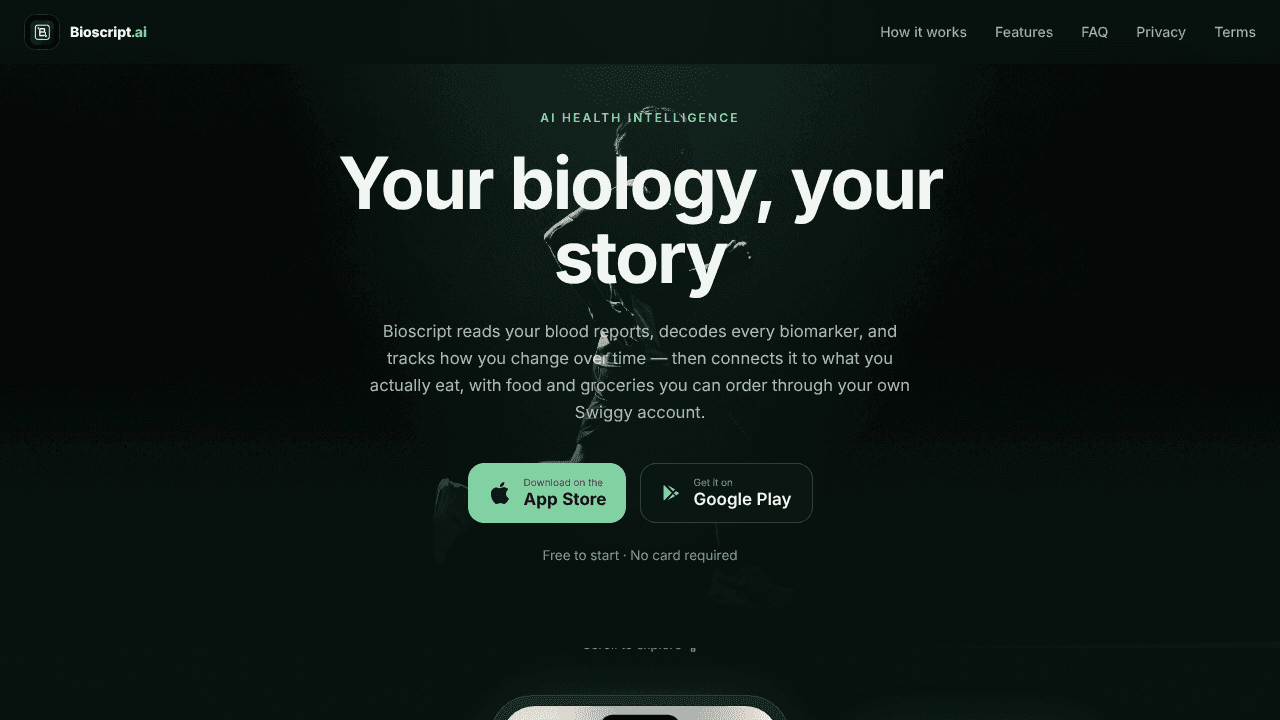 Bioscript website screenshot