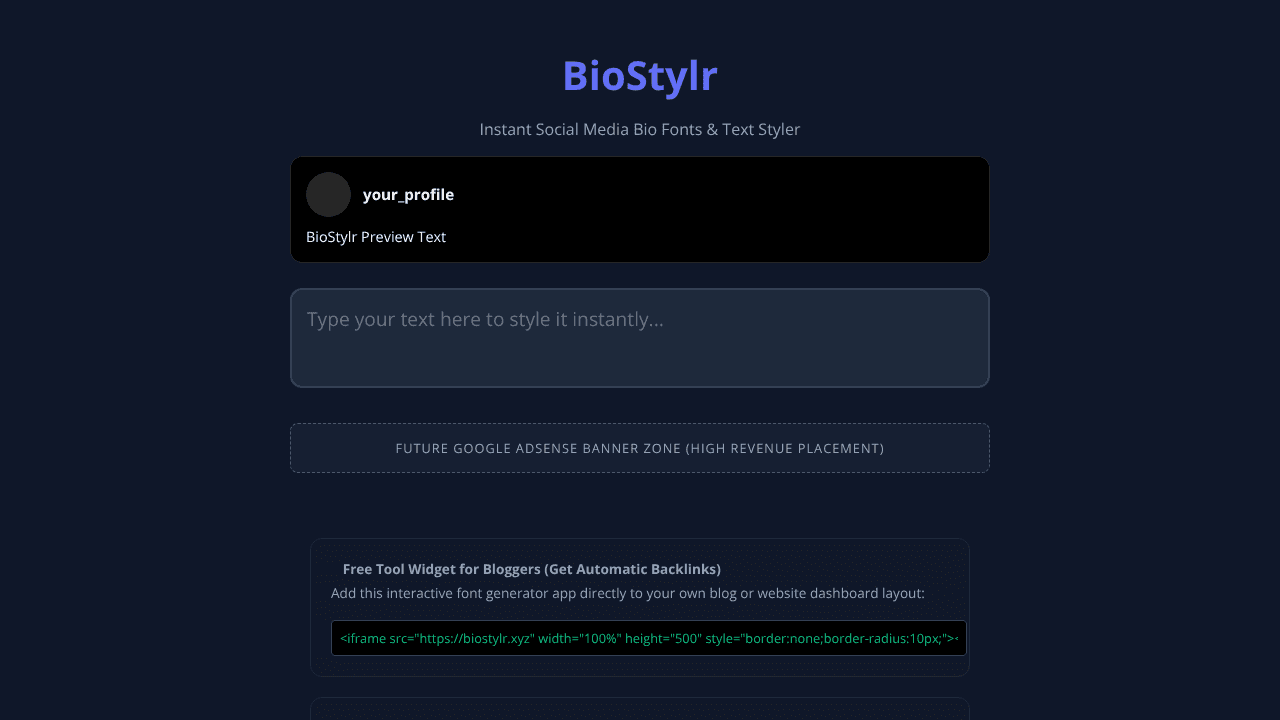 BioStylr website screenshot