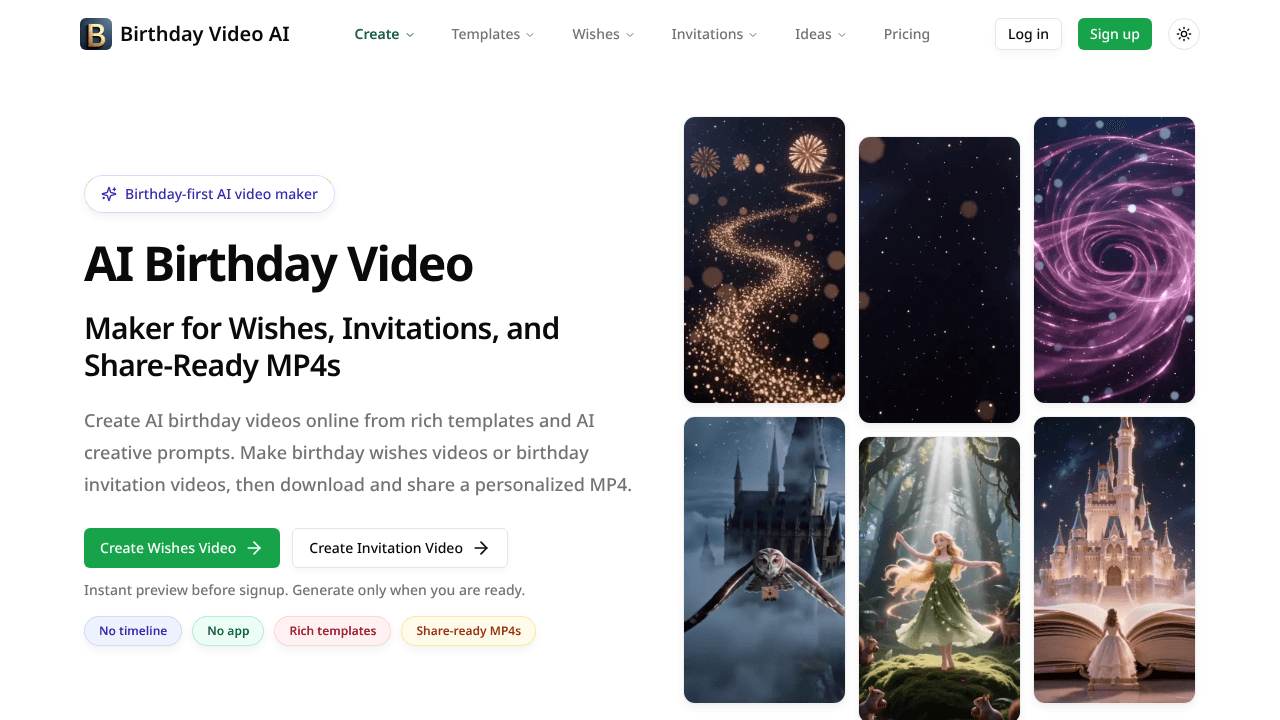 BirthdayVideo.ai website screenshot