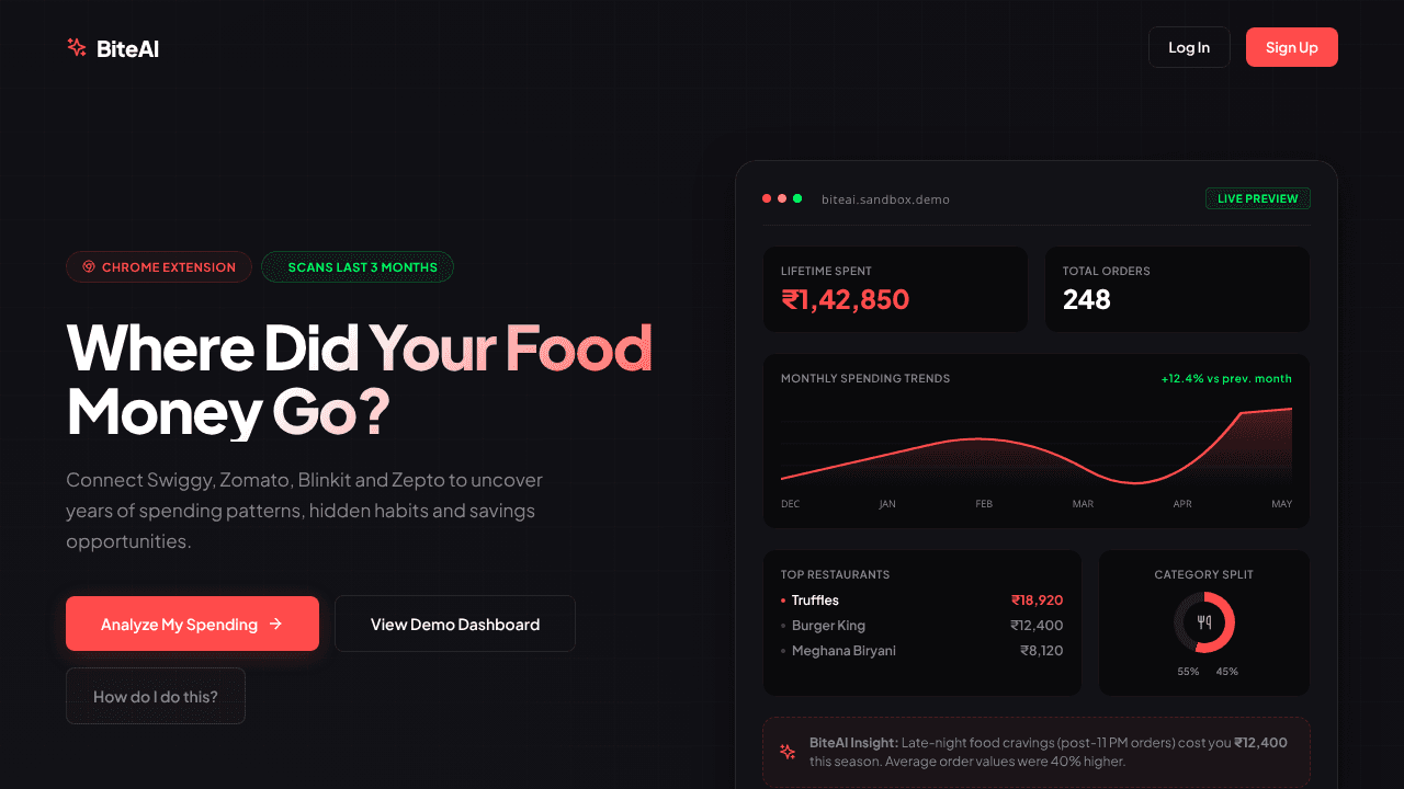 Bite AI website screenshot