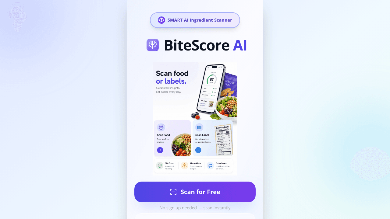 BiteScore AI website screenshot