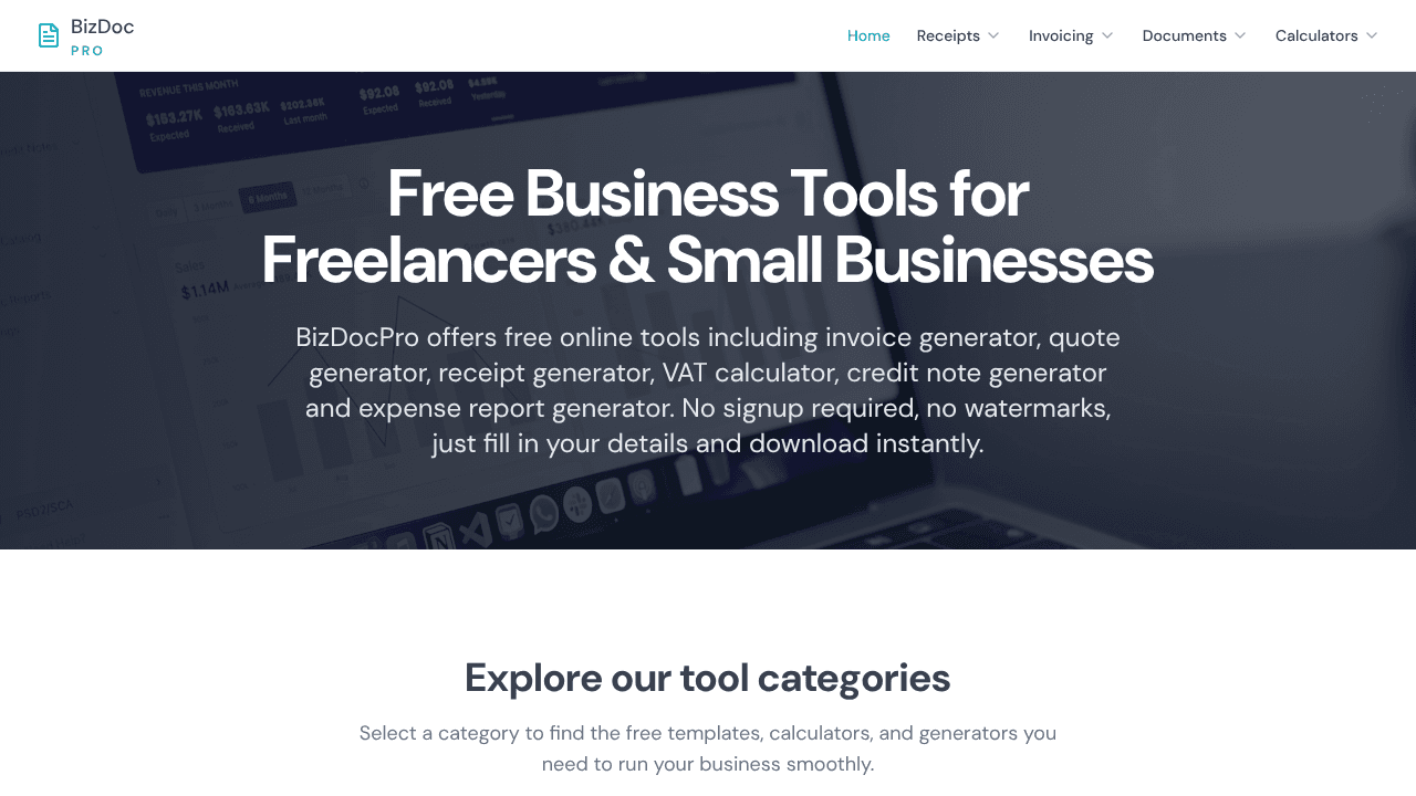 BizDocPro website screenshot