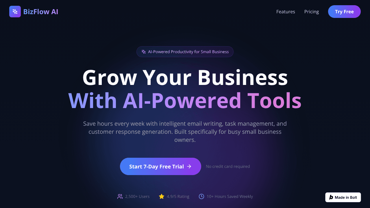 BizFlow AI website screenshot