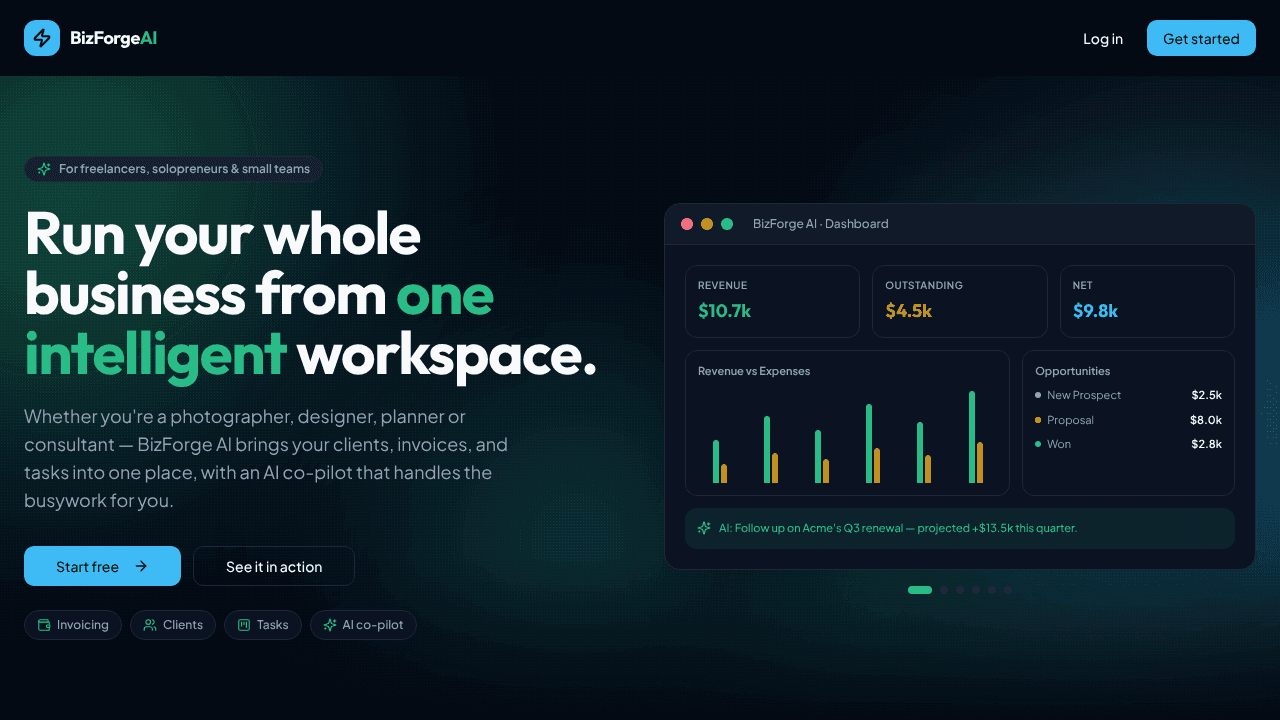 BizForgeAI — Forge Your Path website screenshot