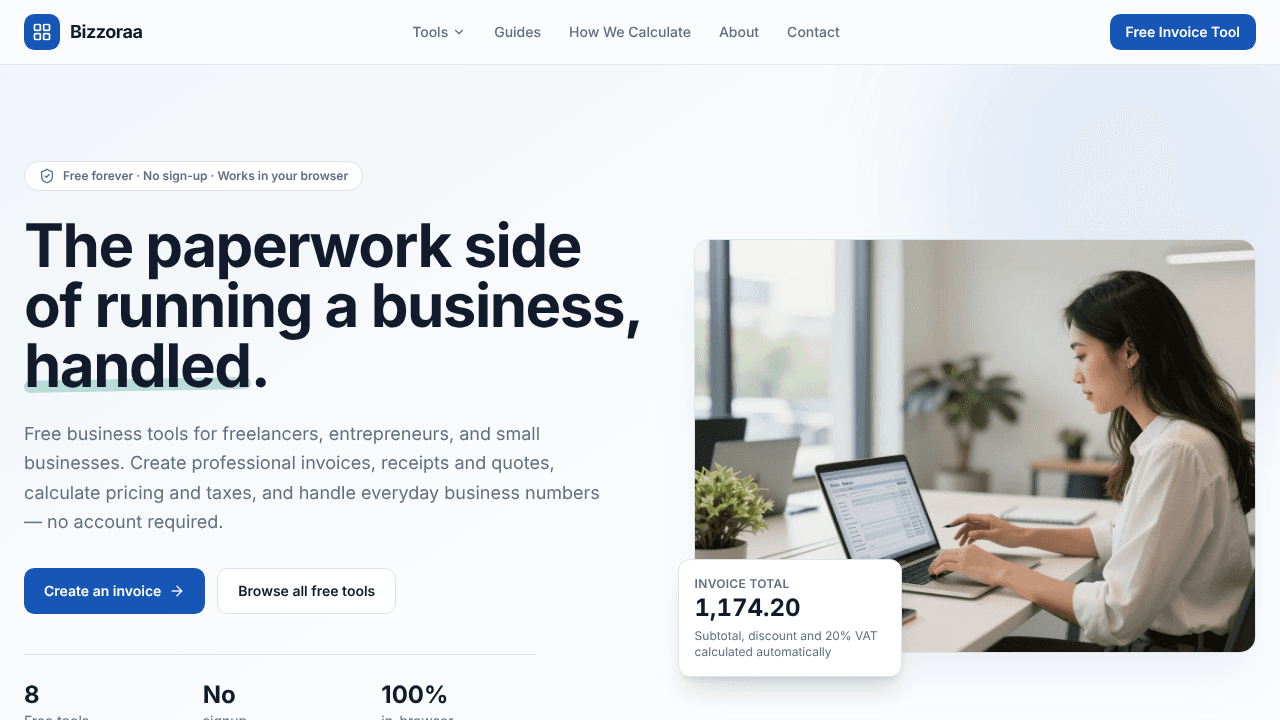 Bizzoraa website screenshot