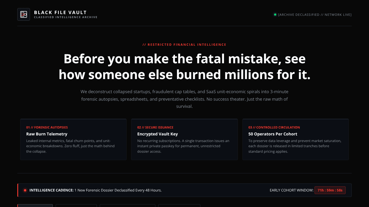 Black File Vault website screenshot