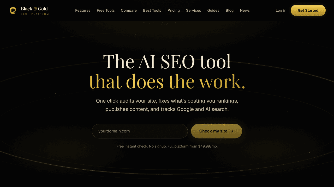 Black & Gold SEO website screenshot