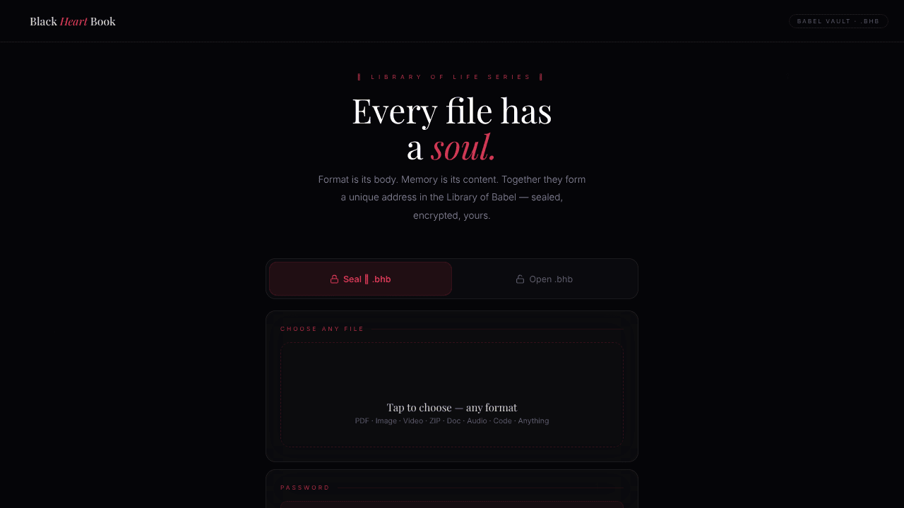 Black Heart Book website screenshot