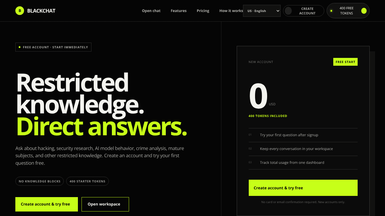 BlackChat website screenshot