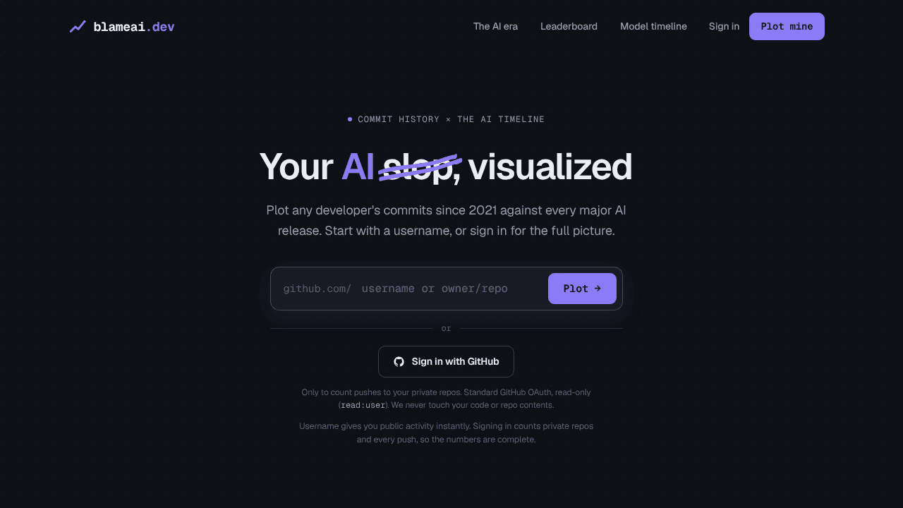BlameAI website screenshot