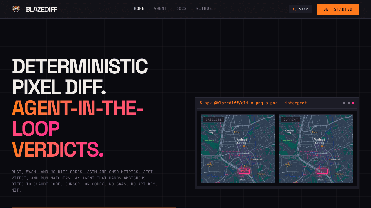BlazeDiff Agent website screenshot