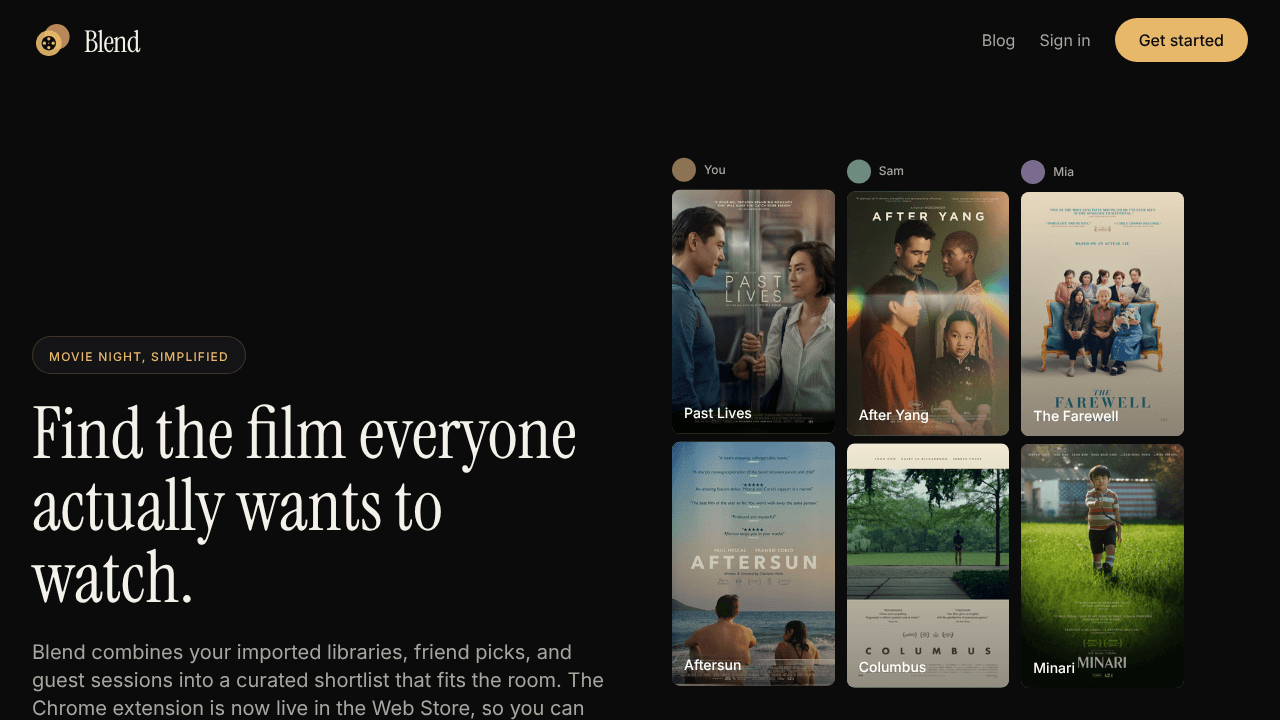 Blend website screenshot