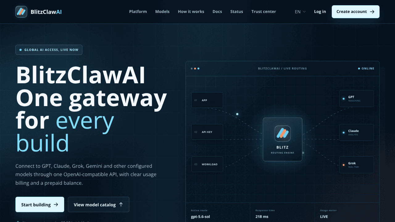 BlitzClawAI website screenshot