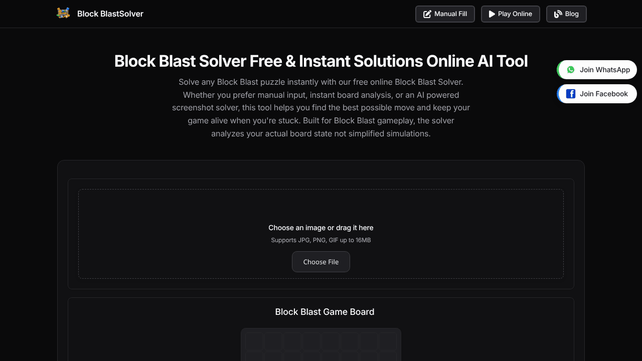 Block Blast Solver website screenshot